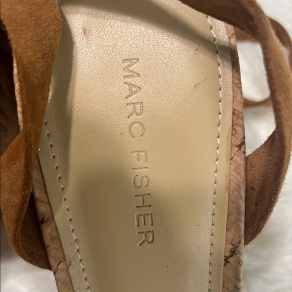 Marc Fisher “Piya” Suede Lace-Up Cork Block Heel Sandals | Tan | Sz 10 NWOB - Picture 5 of 10